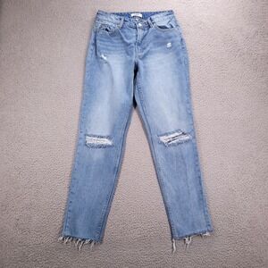 OAT New York Jeans Women 26 Blue Straight Ankle Distressed Raw Hem P0017-5W